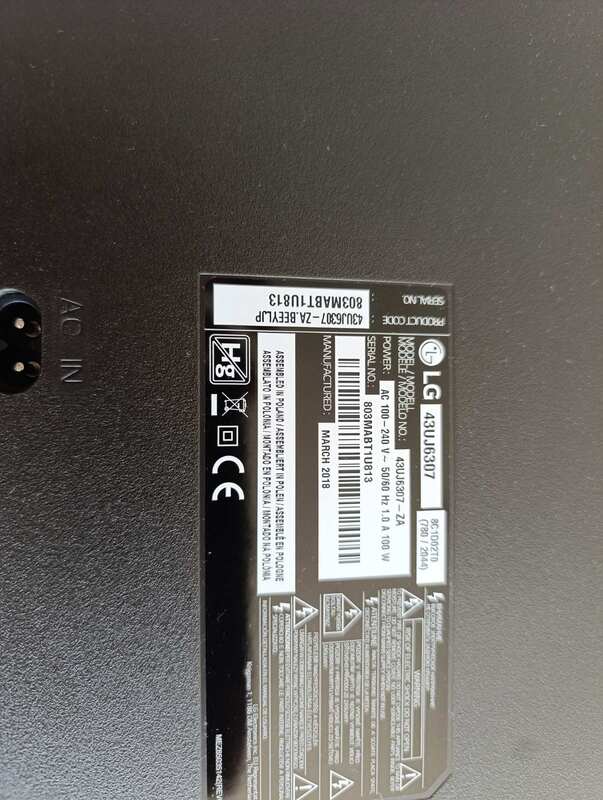 Nalepnica modela televizora LG 43UJ6307